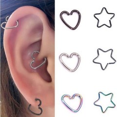 Cross-border Western and Eastern piercing accessories, heart-shaped ear cartilage stud, love nose ring, earrings for both ears, simple stainless steel accessories