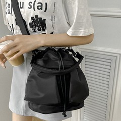 Women's Bag 2024 Large Capacity Nylon Underarm Water Bucket Bag Hand-drawn Rope Fitness Bag Single Shoulder Crossbody Bag