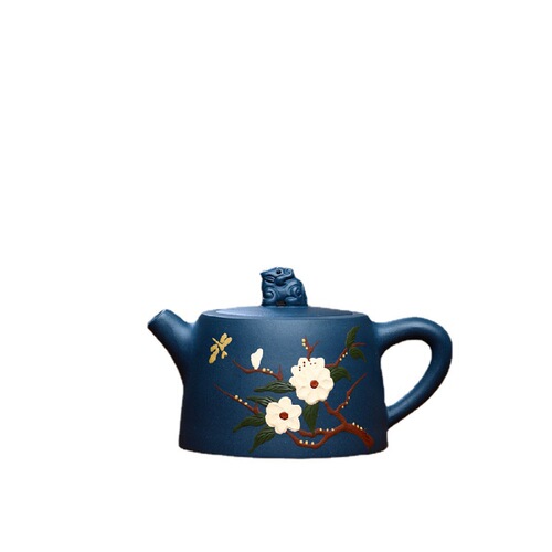 Wholesale Yixing purple clay pot hand-painted teapot raw ore azure clay auspicious teapot Kungfu tea set agent one piece drop shipping