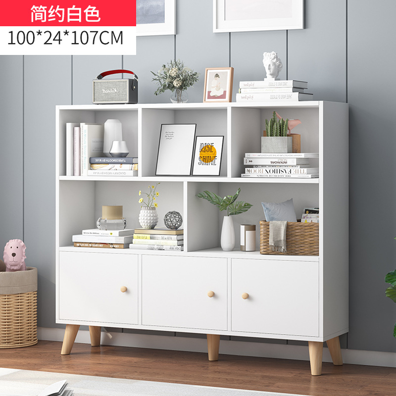 Simple estantería piso simple sala de estar rack de almacenamiento hogar estante de almacenamiento de juguete para niños estudiante a cuadros estantería corta