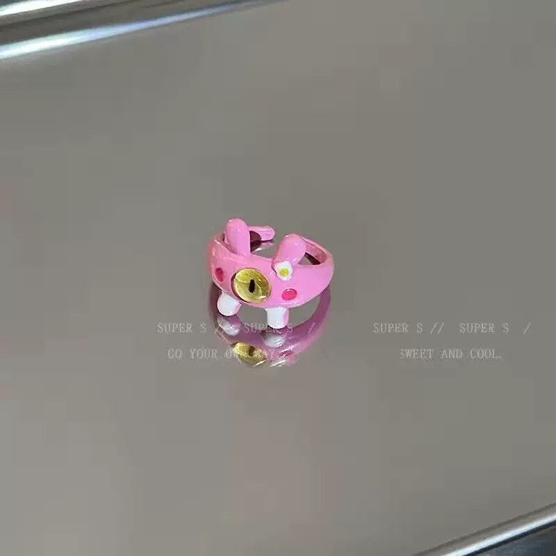 小怪兽鬼马精灵童趣可爱独眼怪兽戒指女个性小众设计独特开口指环|undefined