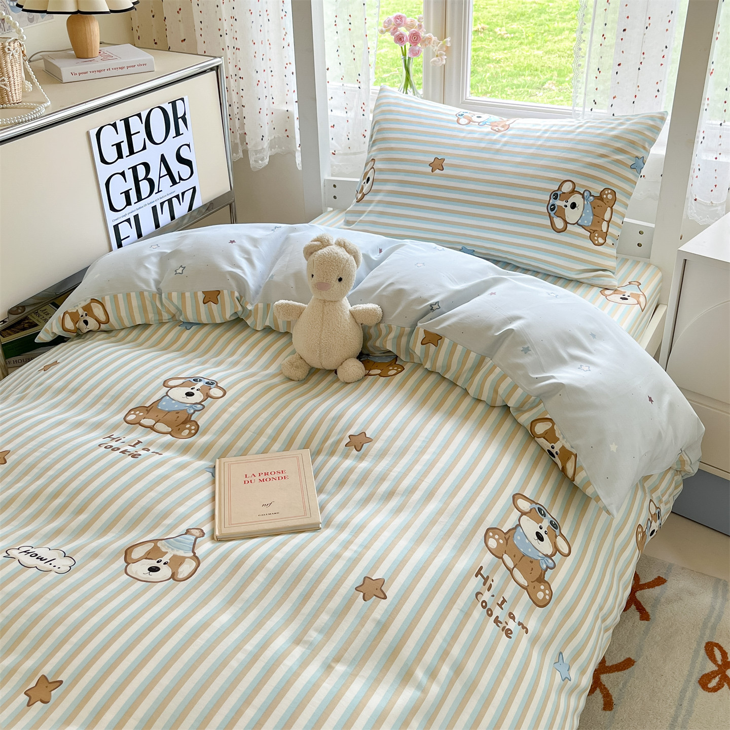 Dormitorio traje de cama de algodón de tres piezas 2025 nuevo estudiante universitario individual juego completo de sábanas de edredón de algodón para todas las estaciones