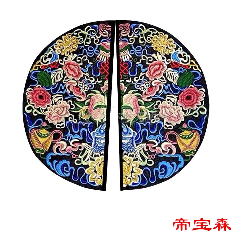 Large circular Embroidery Cloth sticker Longevity auspicious Embroidery Antiquity Embroidery hole Patch Sticker accessories Sew