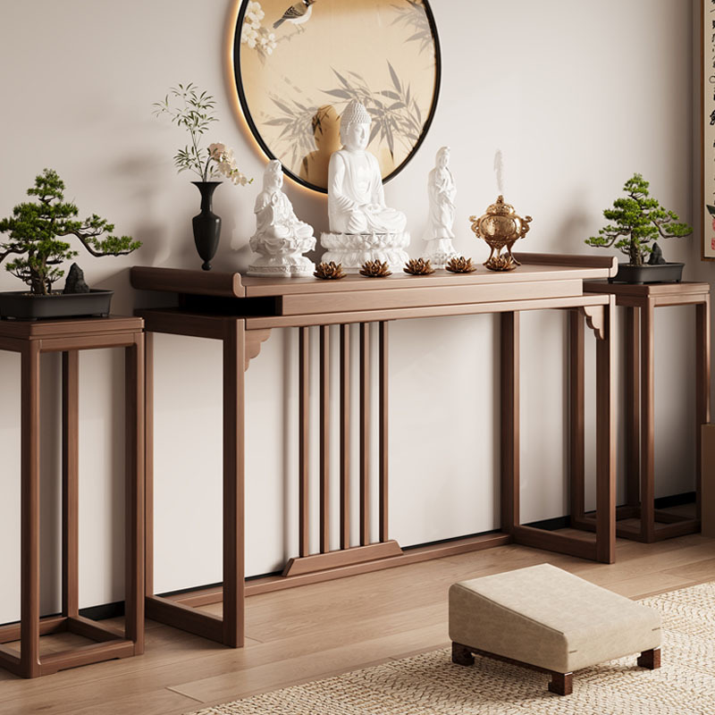 New Chinese-Style Solid Wood Offering Table, Household Altar, Simple Zen-Style Buddha Statue Display Table