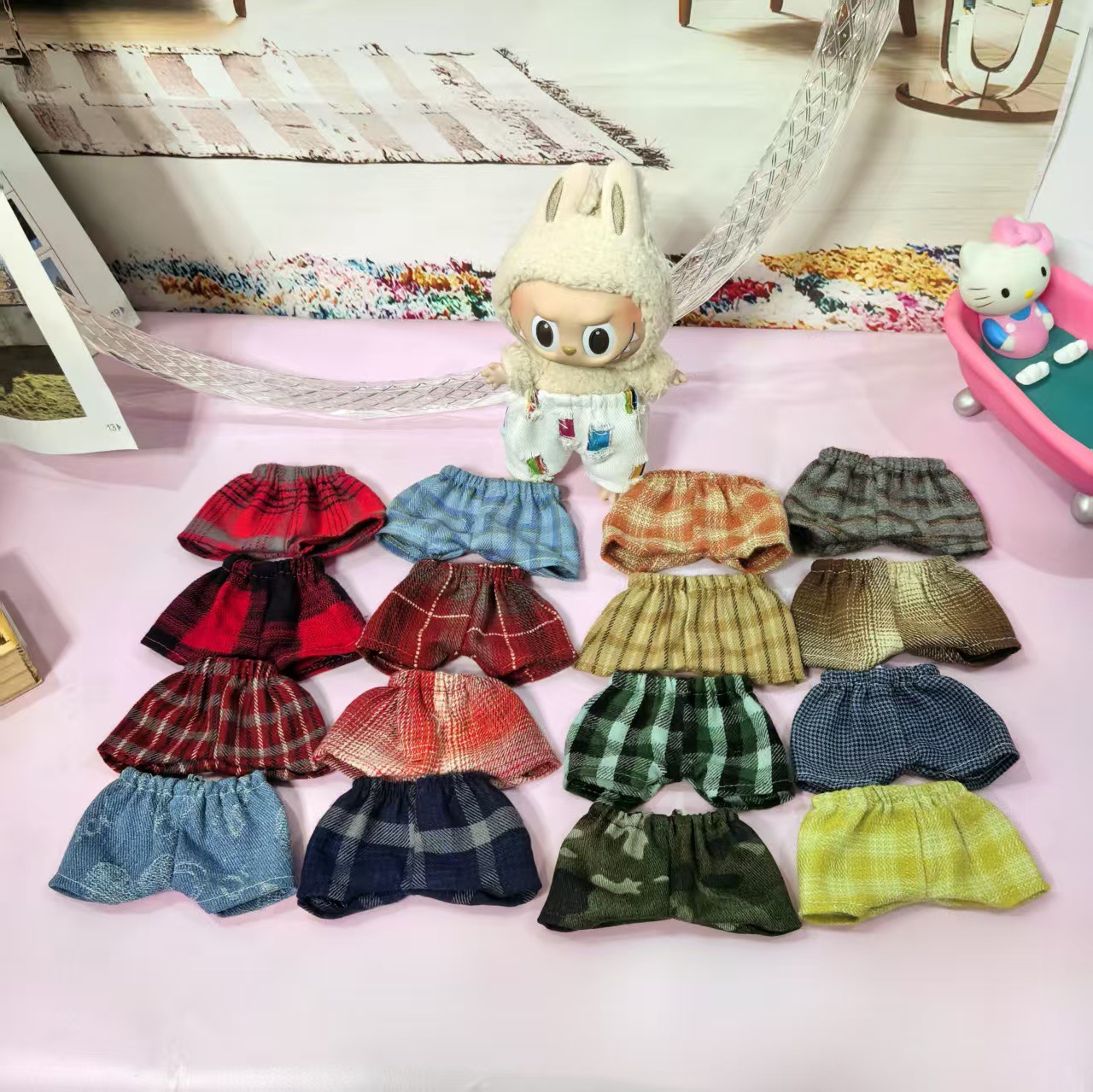 17cm Labubu Doll Clothes Toy Accessories Clothing Labubu Clothes Wholesale Overalls 15cm Lina Bear Pants