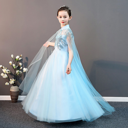 Modified hanfu super girls twirls fairy guzheng piano performance costume elegant Chinese style art classical children's princess dress