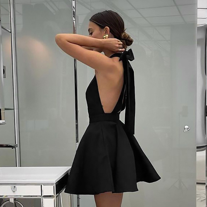 French-style Sexy Black High-waisted Sleeveless Halter-neck 2025 European And American New Spring Fashion Wholesale_ecoleips.com