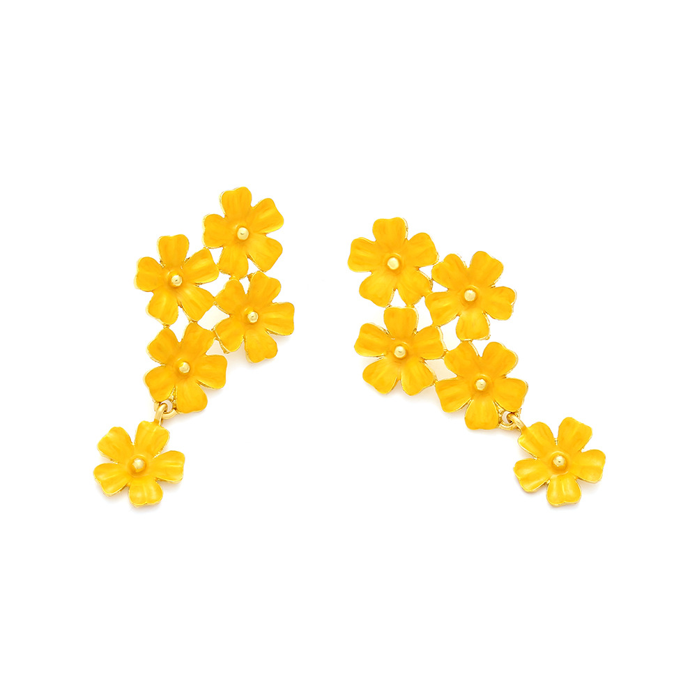 1 Pair Casual Sweet Flower Enamel Zinc Alloy Drop Earrings display picture 2