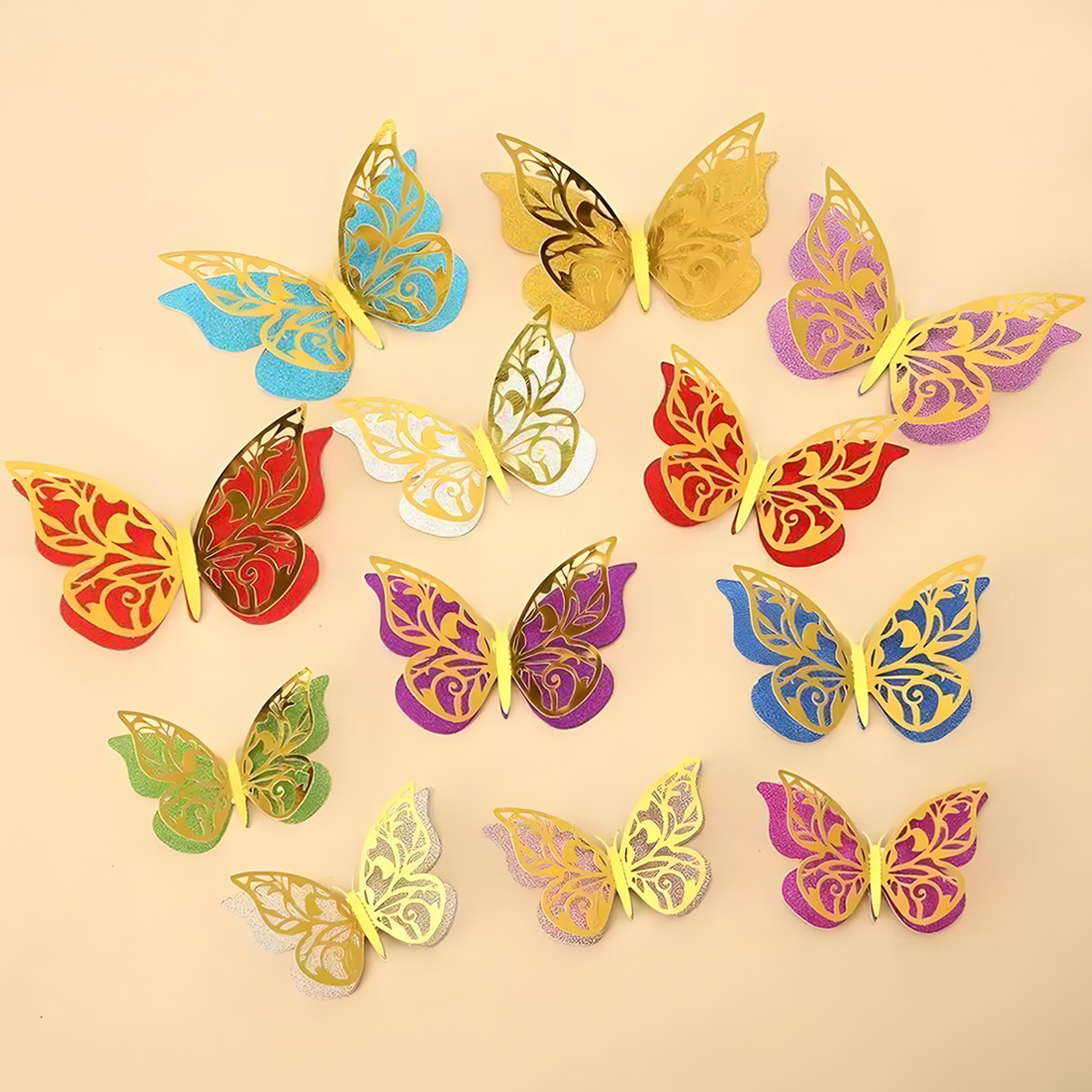 Fronteriza primavera mariposa fiesta decoración 3D pegatinas de mariposa cumpleaños de niños boda diseño pegatinas de pared al por mayor