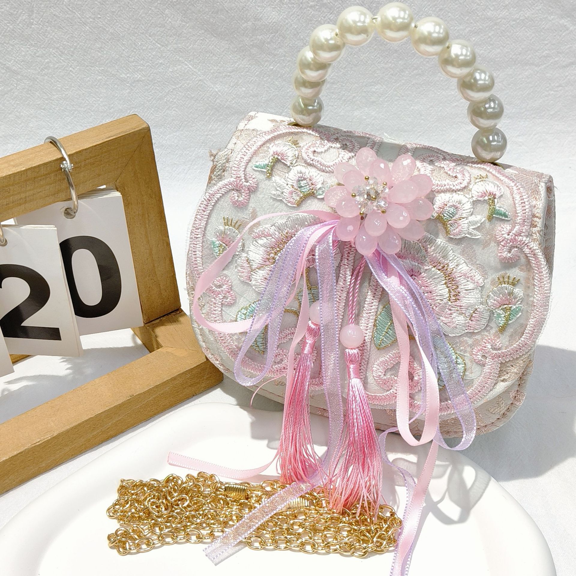 Bolso de arco para niños bolso de rosa de verano bolso de mochila para chicas bolso de princesa de perla pequeña bolsa de cambio de viento fragante