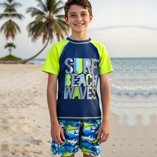 Children's Swimsuit Boys Split Swimsuit 2025 New Split Quick-drying Short-sleeved Beach Trousers Cross-border Boys Swimsuit