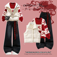 圣诞冬季穿搭休闲职业套装女装2026超火冬装一整套新年战袍小个子
