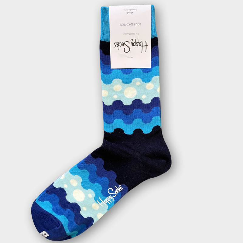 ハッピーソックス メンズソックス ミドル丈 コーマ綿 吸汗消臭 通気性 スウェーデン製 おしゃれ カラフル 薄手