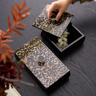 French Retro Style Classical Black Gold Decorative Box Square Storage Box Ornaments Entrance Cabinet Storage Box Display