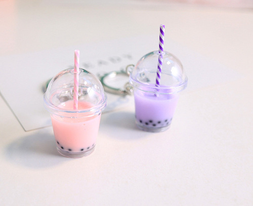ins exquisite and cute female Korean personalized jewelry milk tea keychain chain internet celebrity bag pendant small schoolbag pendant