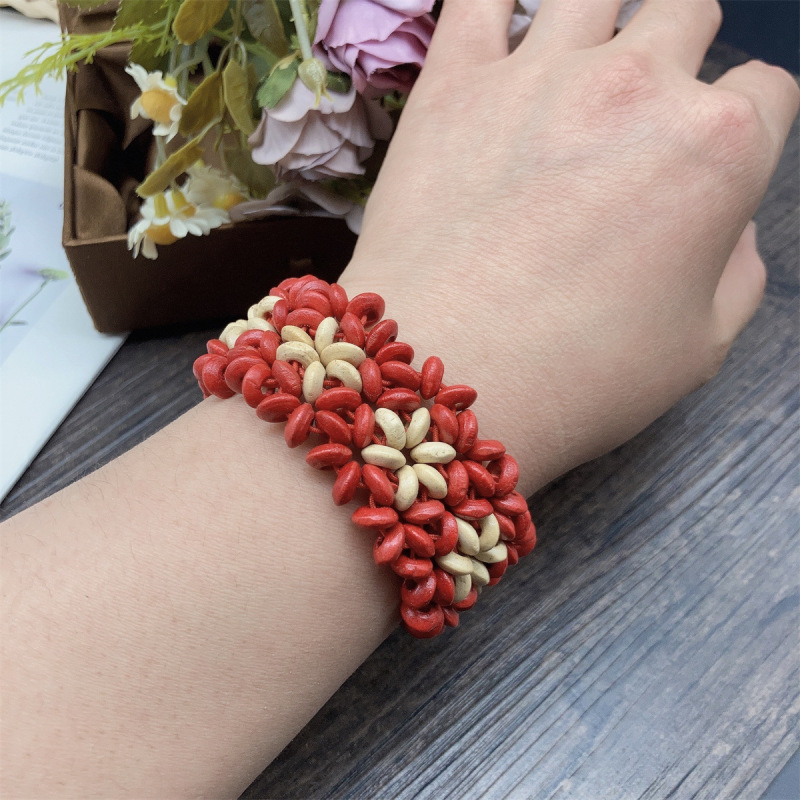 Bohemian vintage elastic thread wooden bead bracelet cross-border popular ethnic style hand-woven bracelet bracelet