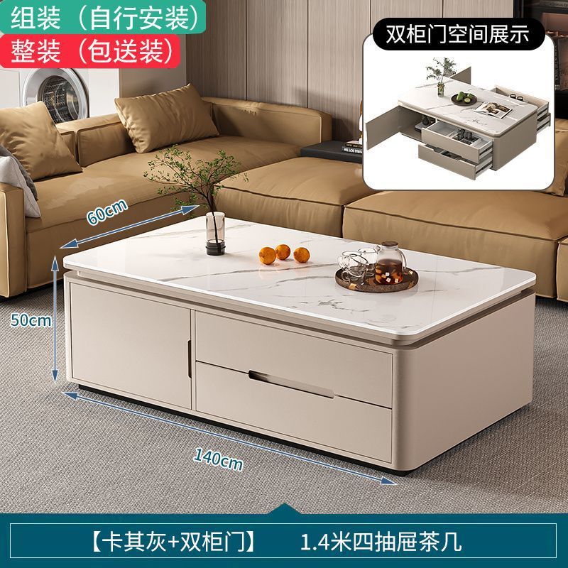 無垢材コーヒーテーブルリビングルームホーム新しいライト高級モダンハイエンドロックボード小さなアパートコーヒーテーブルテーブルテレビキャビネットの組み合わせ|undefined