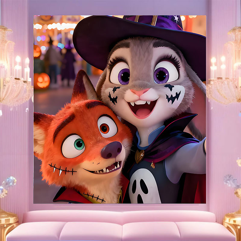 20 * 20 Crazy Zoo City pintura digital a mano diy dibujos animados pintura a mano Judith Decoration