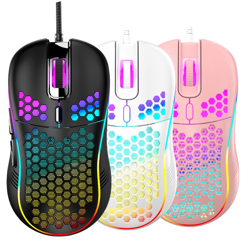 Cable cueva ligero ratón inalámbrico juego ratón luminoso 7 color respiración luz transfronteriza para Accesorios de ordenador