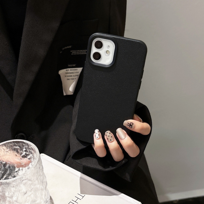 Apple 16promax 携帯電話ケース iphone15/13 ソリッドカラー 14plus レザーテクスチャ素材 12/11 シリコーンに適しています。|undefined