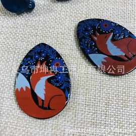 亚克力板切割印图狐狸36*26MM耳坠DIY饰品配件批发
