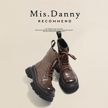 【梵芙娜】增高7CM厚底马丁靴女2025秋冬季新款擦色机车炸街短靴