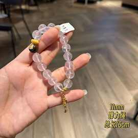 天然粉水晶手链女款单圈弹力绳手串饰品礼物送女友闺蜜手饰5932