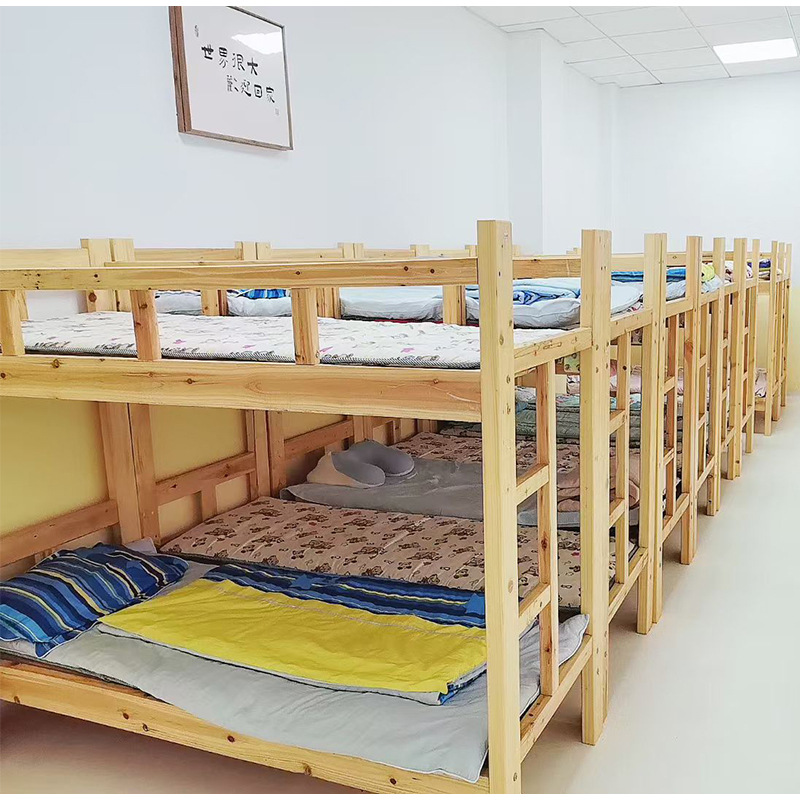 Tutoring Class Solid Wood Bunk Bed, Economical Nap Care Bed for Primary School Students, Pine Wood Children's Bed, Nap Bed