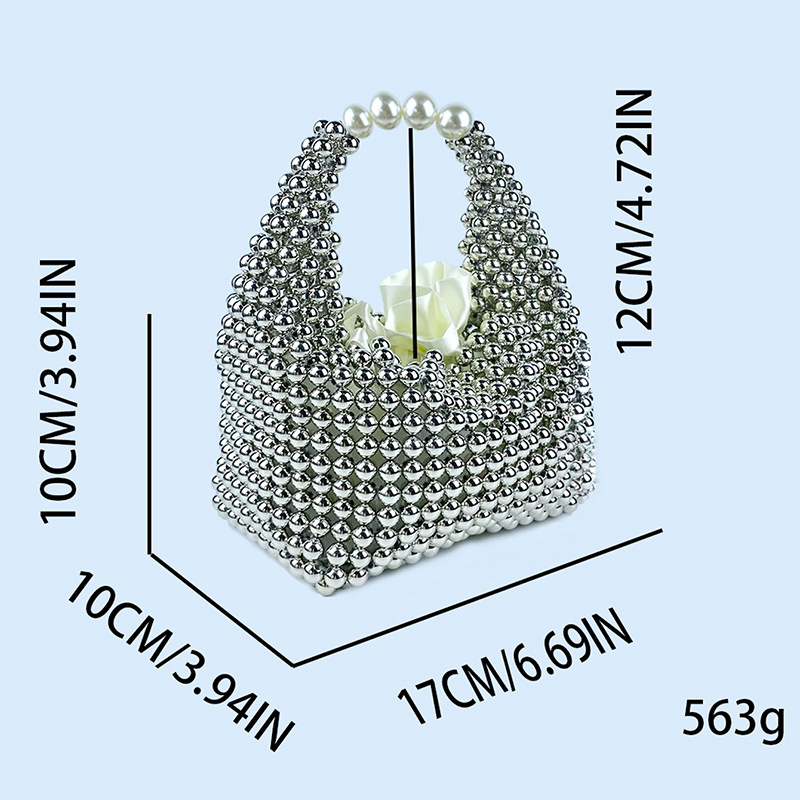 412g Weight Polyester Lining Material Beading Fashion Element String Closure Type Top Handle Strap Type Bucket Bag Bags Type Daily, Street, Shopping Occasion Plastic Material New Year Festival Solid Color Pattern All Seasons Season Women's Gender Elegant, Streetwear Style Pillow Shape Shape Small Size Women's Small Plastic Solid Color Elegant Streetwear Beading Pillow Shape String Bucket Bag 9