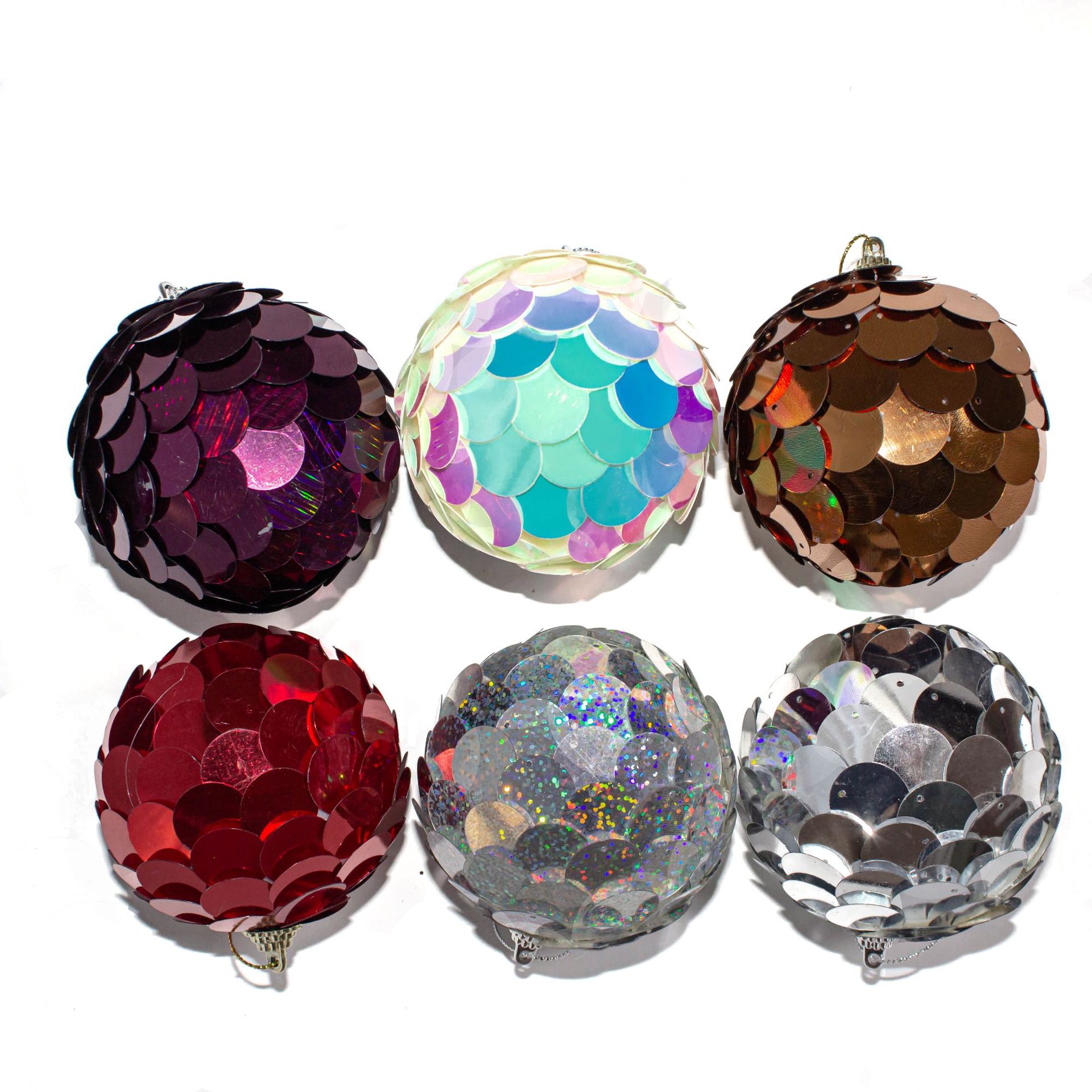 8CM Navidad de color esquinilla escala de pescado ventanas de bolas de Navidad adornos de árbol de Navidad colgantes en stock fábrica al por mayor