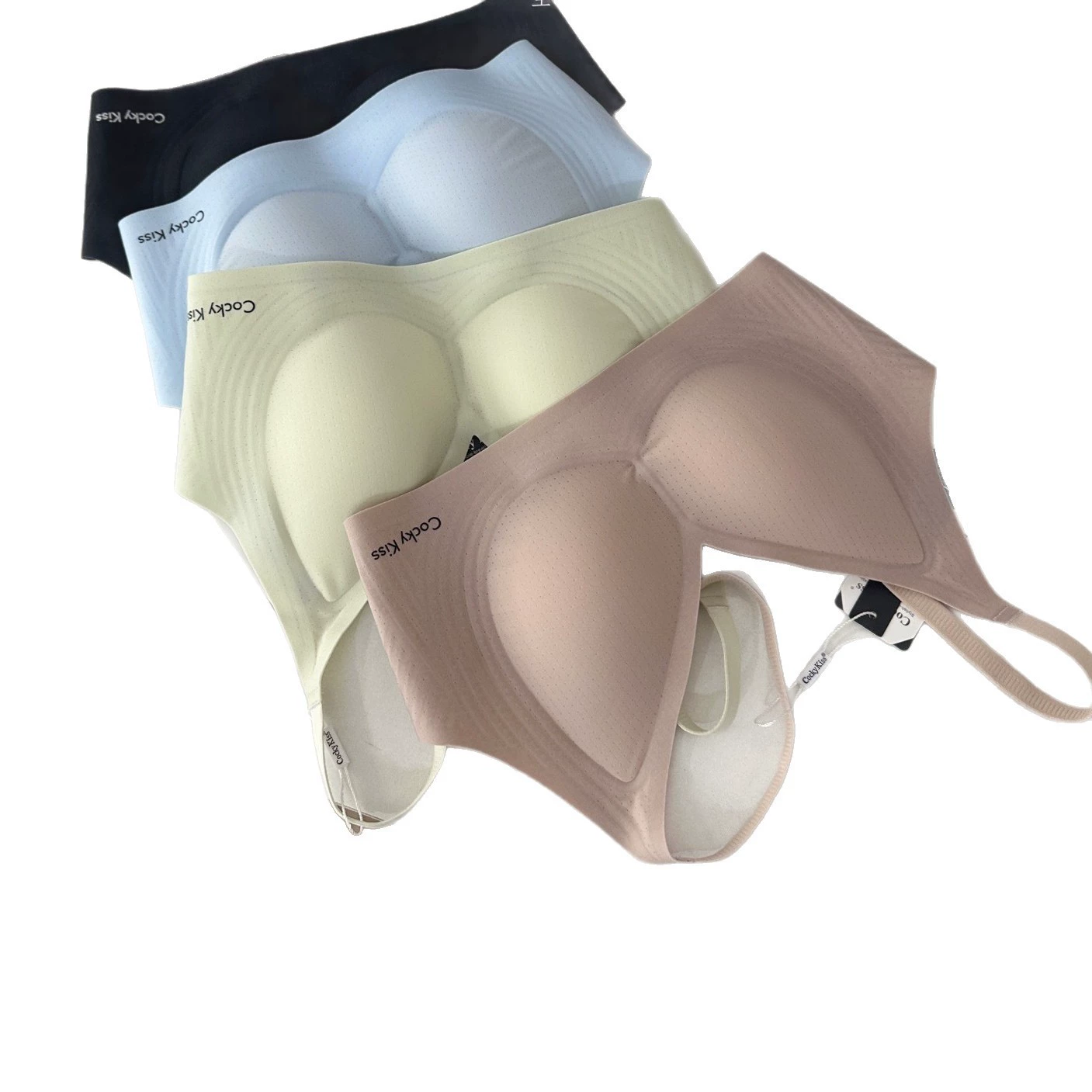Cocky Kiss Deep V Ice Oxygen Jelly 9823# нюдовое дышащее бесшовное бельё, облегающий, тонкая бретелька, фиксированная чашка