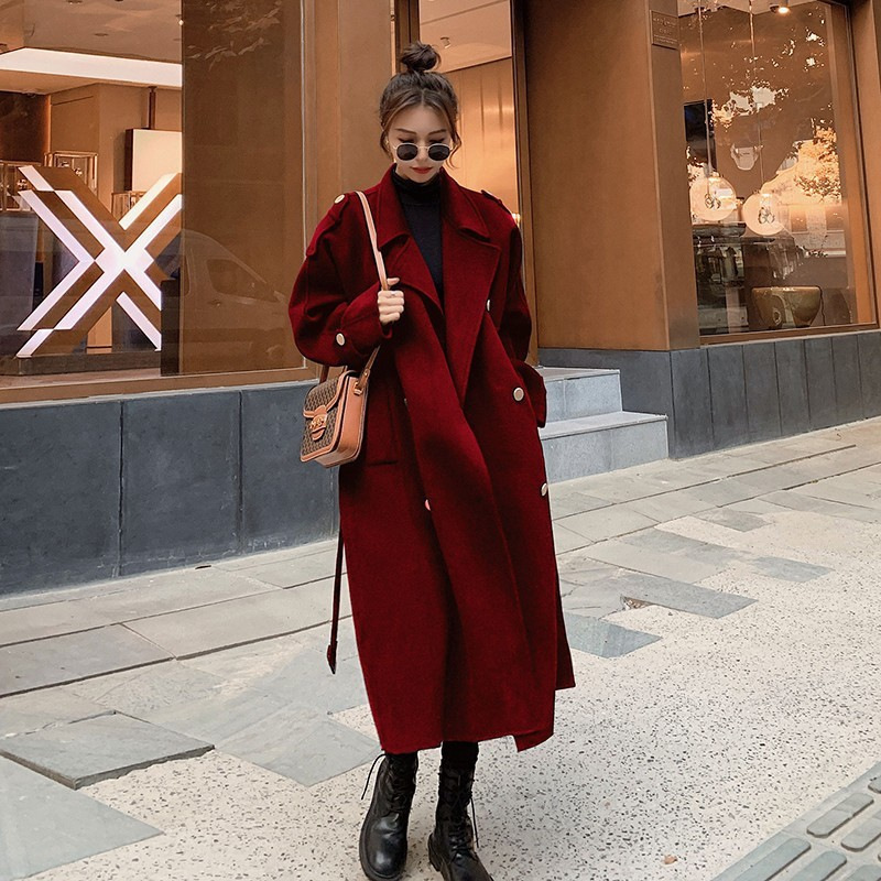 2023 Hepburn Wind Coat Women's Winter Thickened Fashionable Elegant Popular Korean Loose Double-breasted Woolen Coat Trendy_voghion.com