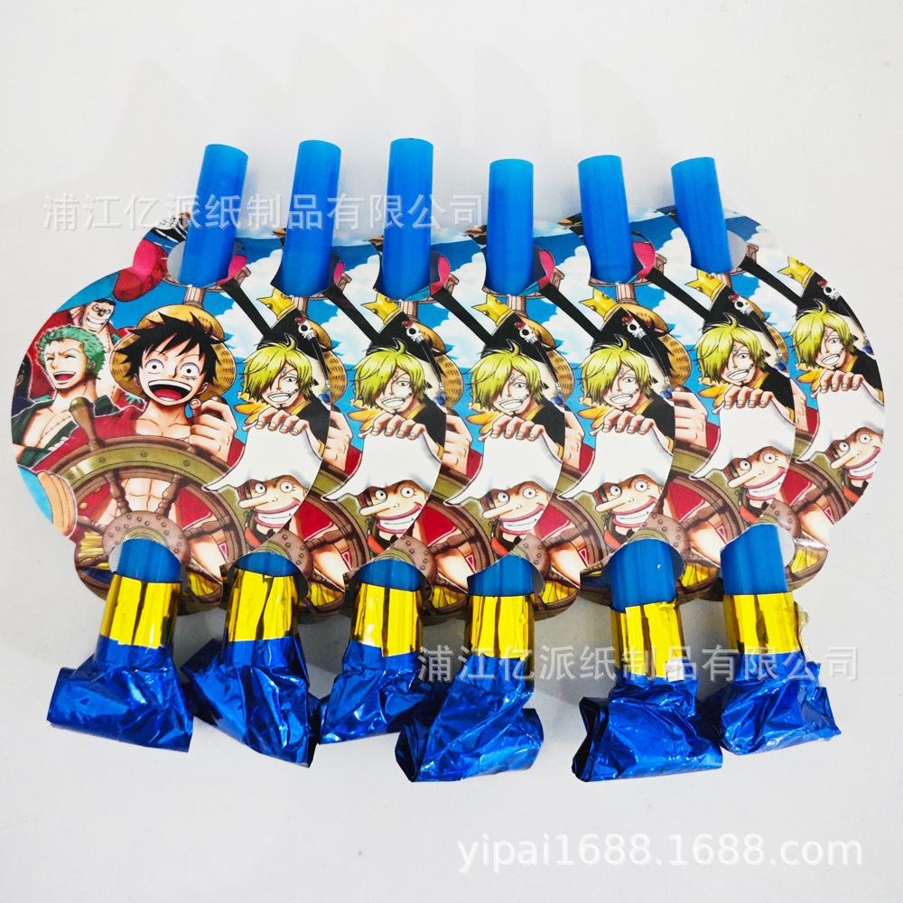 One Piece cubiertos de fiesta de cumpleaños bandeja de papel tazas toallas de papel globos pastel tapa cubiertos de fiesta de cumpleaños
