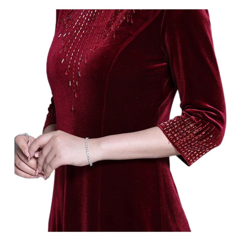 Стильное золотое бархатное платье мамы чонсам свадебный банкет с бриллиантами