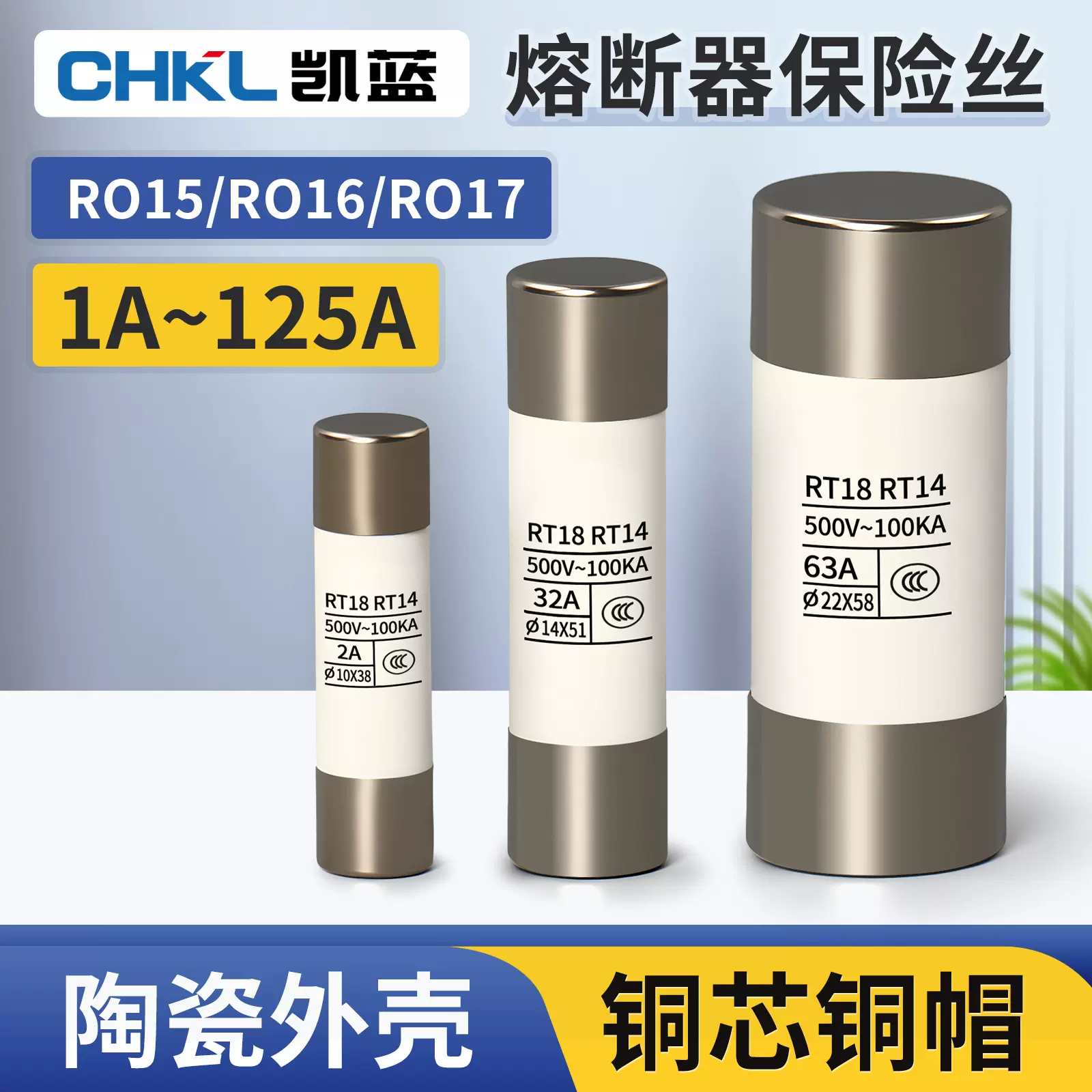 R015熔断器熔芯1A2A3A5A6A10A32A陶瓷保险丝管RO15/16/17RT18/14