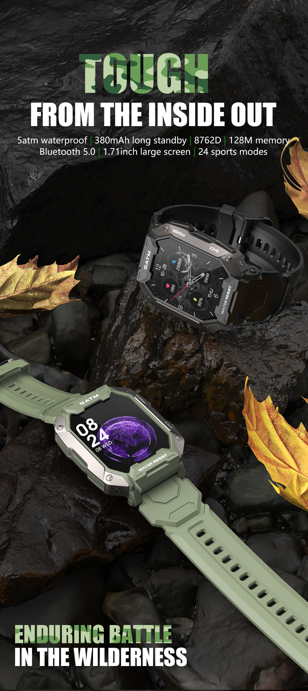 C20pro Robuste Smartwatch Mit Bluetooth Telefonie Sport Armband_voghion.com
