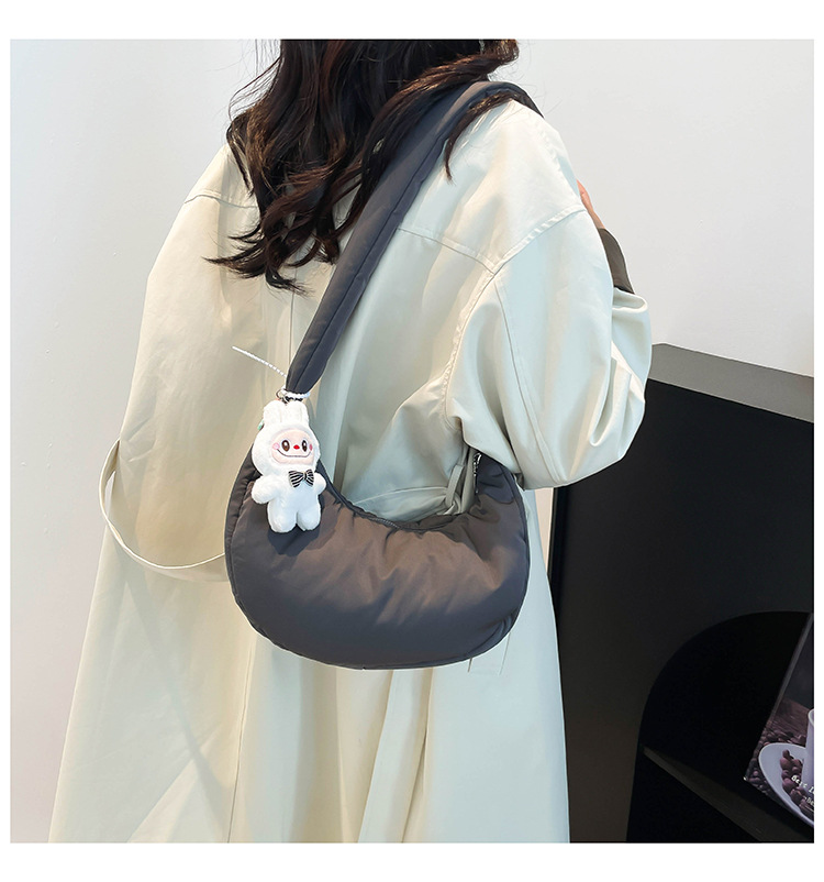 165g Weight Polyester Cotton Lining Material Sewing Thread Fashion Element Zipper Closure Type Single Shoulder Strap Strap Type Crossbody Bag Bags Type Daily, Street Occasion Nylon Material Solid Color Pattern All Seasons Season Women's Gender Basic, Classic Style Style Dumpling Shape Shape Medium Size Women's Medium Nylon Solid Color Basic Classic Style Sewing Thread Dumpling Shape Zipper Crossbody Bag 16