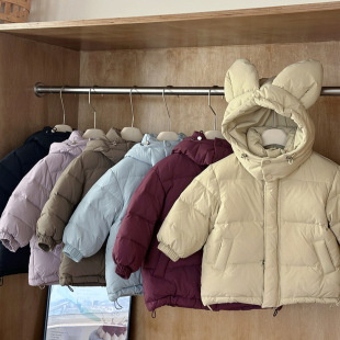 Off-Season Children's Autumn and Winter Thickened Warm and Cold-Proof Clothing Winter Children's Clothing Velvet Silk Hooded Jacket Wholesale