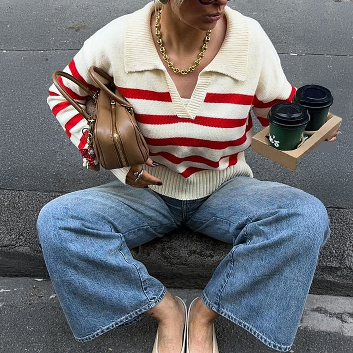 Kaikuo transfronterizo Europa y América a rayas casuales camiseta de lana de manga larga suéter de mujer otoño y invierno 2025 estación independiente de Amazon image 6
