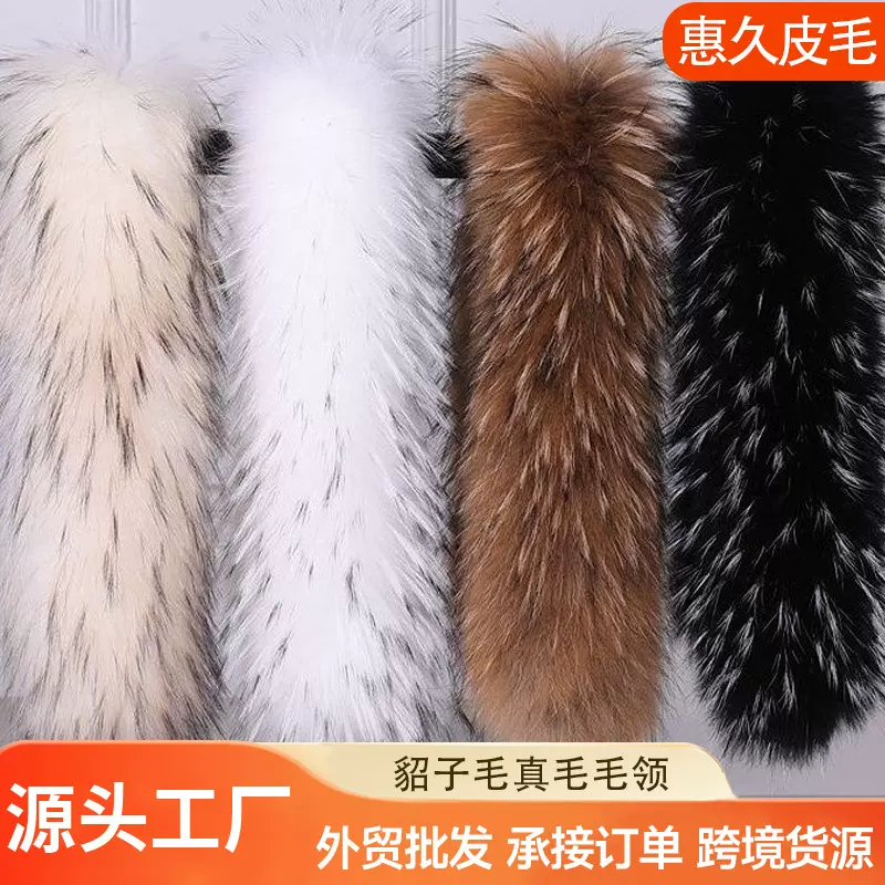 貂子毛真毛毛领毛条羽绒服皮草辅料貉子配饰毛领子帽领帽条厂家