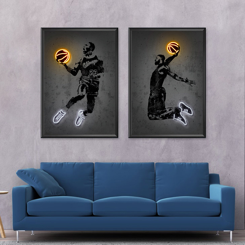 Star Shooting Home Decoration Painting Basketball Star Canvas Painting Living Room Background Wall Frameless Painting Core