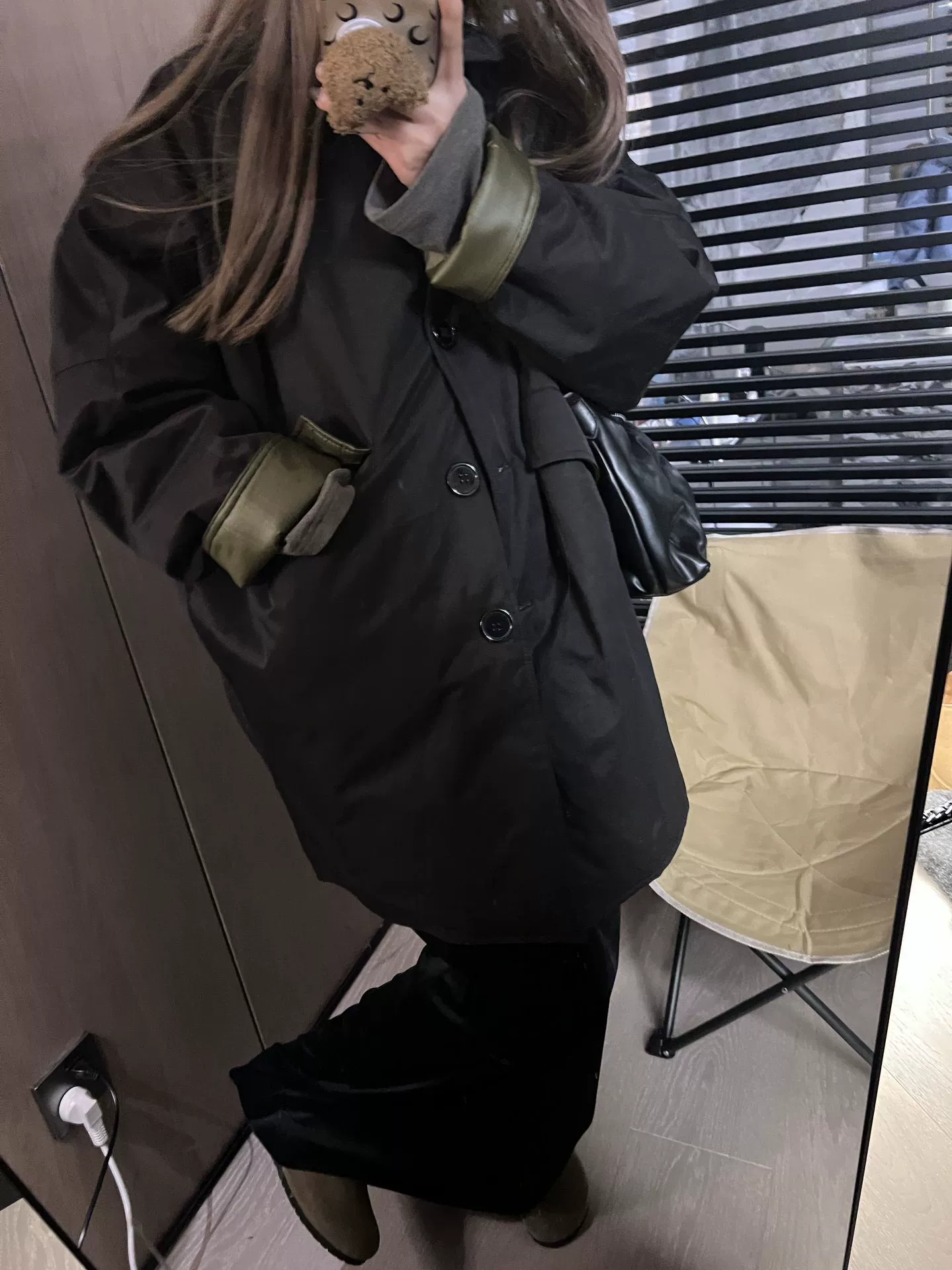 Oversized Women's Coat, Polyester Shell with Cotton Lining, Sizes S–M, Photo Color