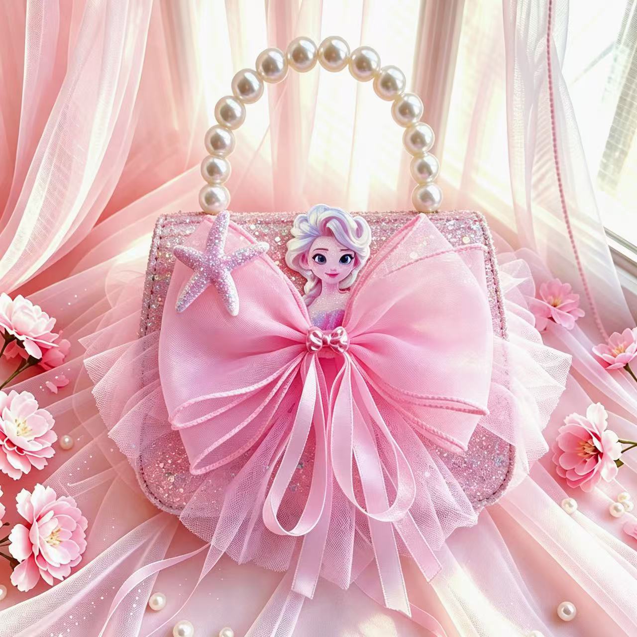 Nuevo comercio exterior pequeña fragancia niñas hombro mochila de moda perla arco bolsos de niños bolsos de cambio de dibujos animados