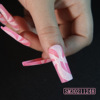 Long square fake nails for manicure, nail stickers, french style, ready-made product, wholesale