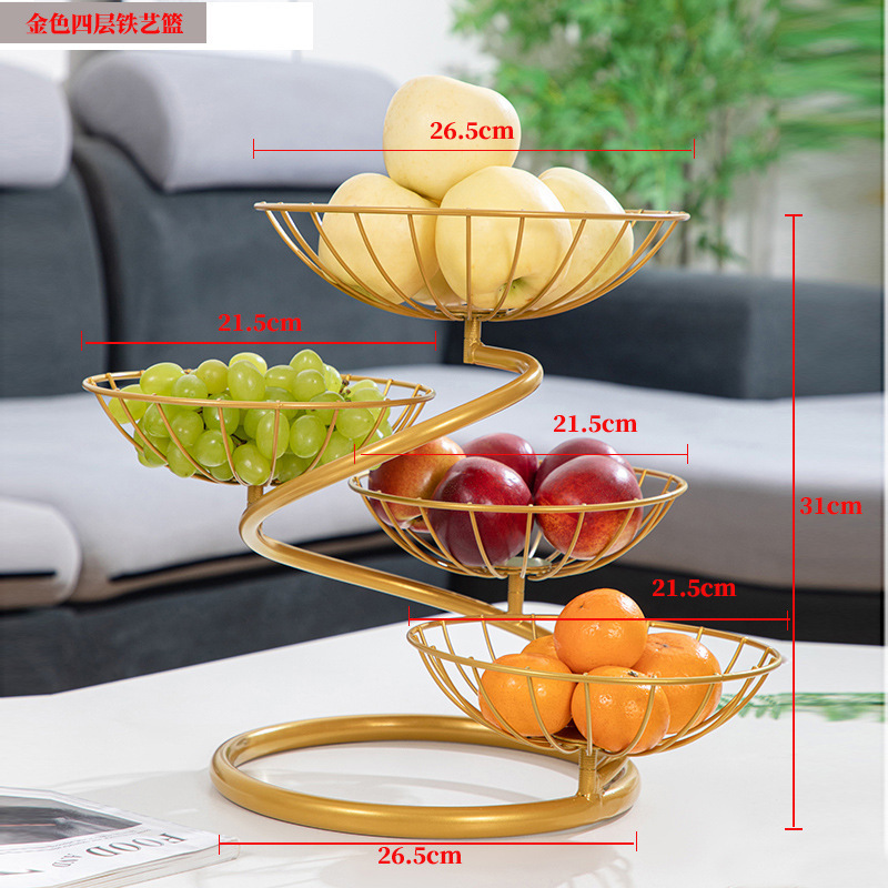 Plato de frutas de hierro forjado gancho de plátano sala de estar casera canasta de frutas de lujo ligera mesa de comedor dulces bocadillos plato