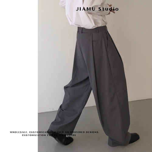 JIAMU American-style baggy deconstructed patchwork casual men's spring streetwear high-end sense straight-leg pants