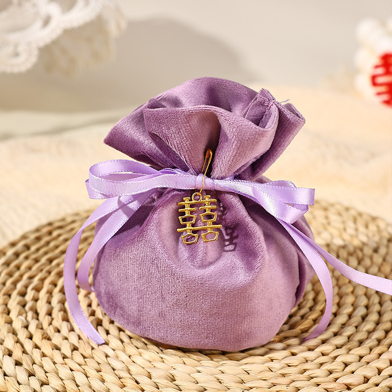 ヨーロッパ式の喜糖袋の創意的な丸い糸の布の結婚式の喜糖の箱のお土産の結婚祝いの祝日のプレゼントの袋の束のポケット|undefined