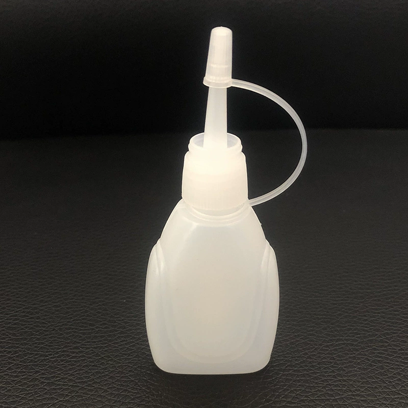 Пустая бутылка с клеем из ПНД 502, пластиковая пустая бутылка, 20 мл, бутылка с заостренным горлышком, бутылка с клеем с кольцом, бутылка с клеем