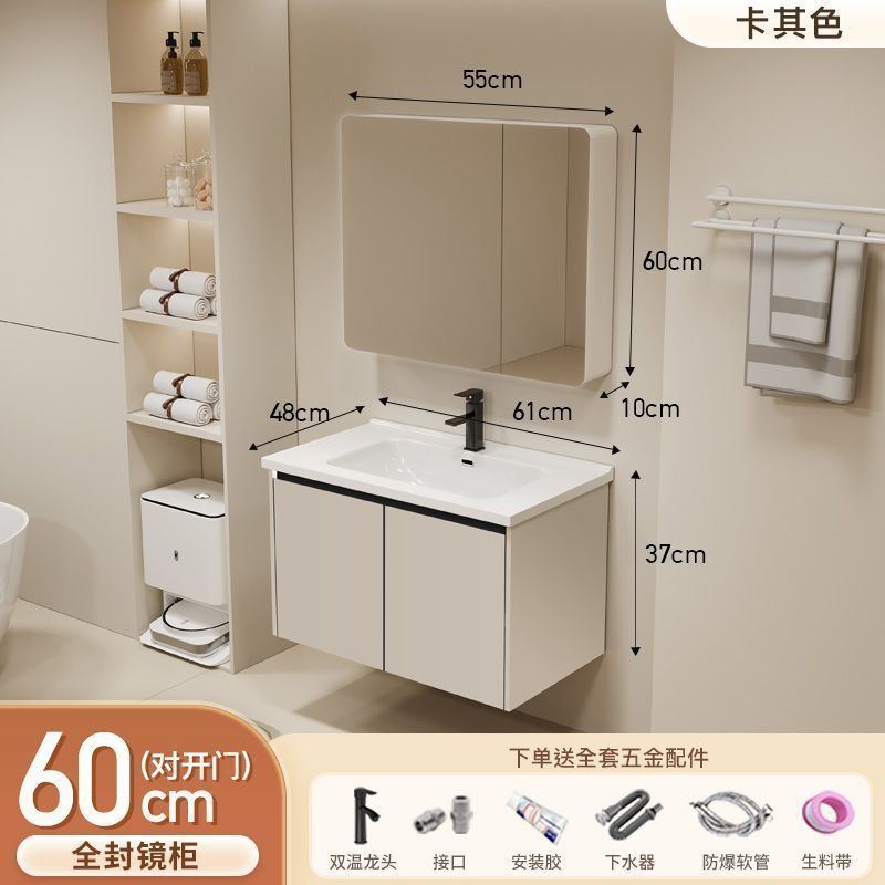 Gabinete de baño de aluminio inteligente espacial grueso combinación lavabo lavabo en cerámica lavabo fábrica de inodoro al por mayor