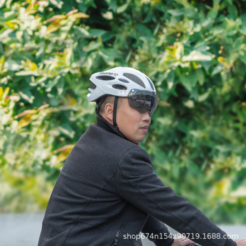 Casco de bicicleta montaña cross-country bicicleta moldeado integrado gafas de succión magnética casco equipo de equitación al aire libre